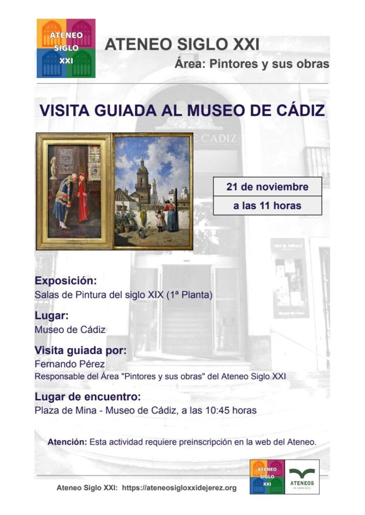 Comienzo de la inscripción para: Museo de Cádiz - Visita guiada a \"Exposición de Pinturas del Siglo XIX (1ª Planta)\"
